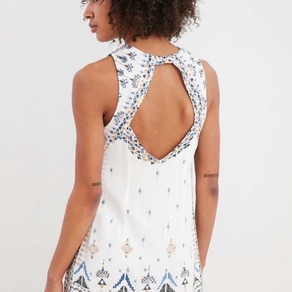 Ecote Sleeveless Aztec Boho Print Trapeze Frock Dress Small - Picture 8 of 14